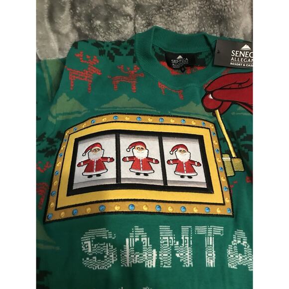 Seneca Allegany Ugly Christmas Sweater Santa Favorite Place To Play XL - Picture 3 of 12